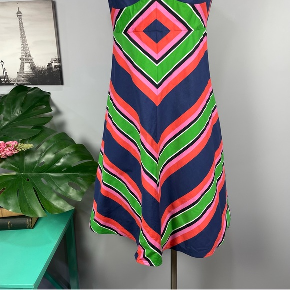 Trina Turk Rhiannon striped multicolored halter dress Sz 2 - Picture 5 of 12